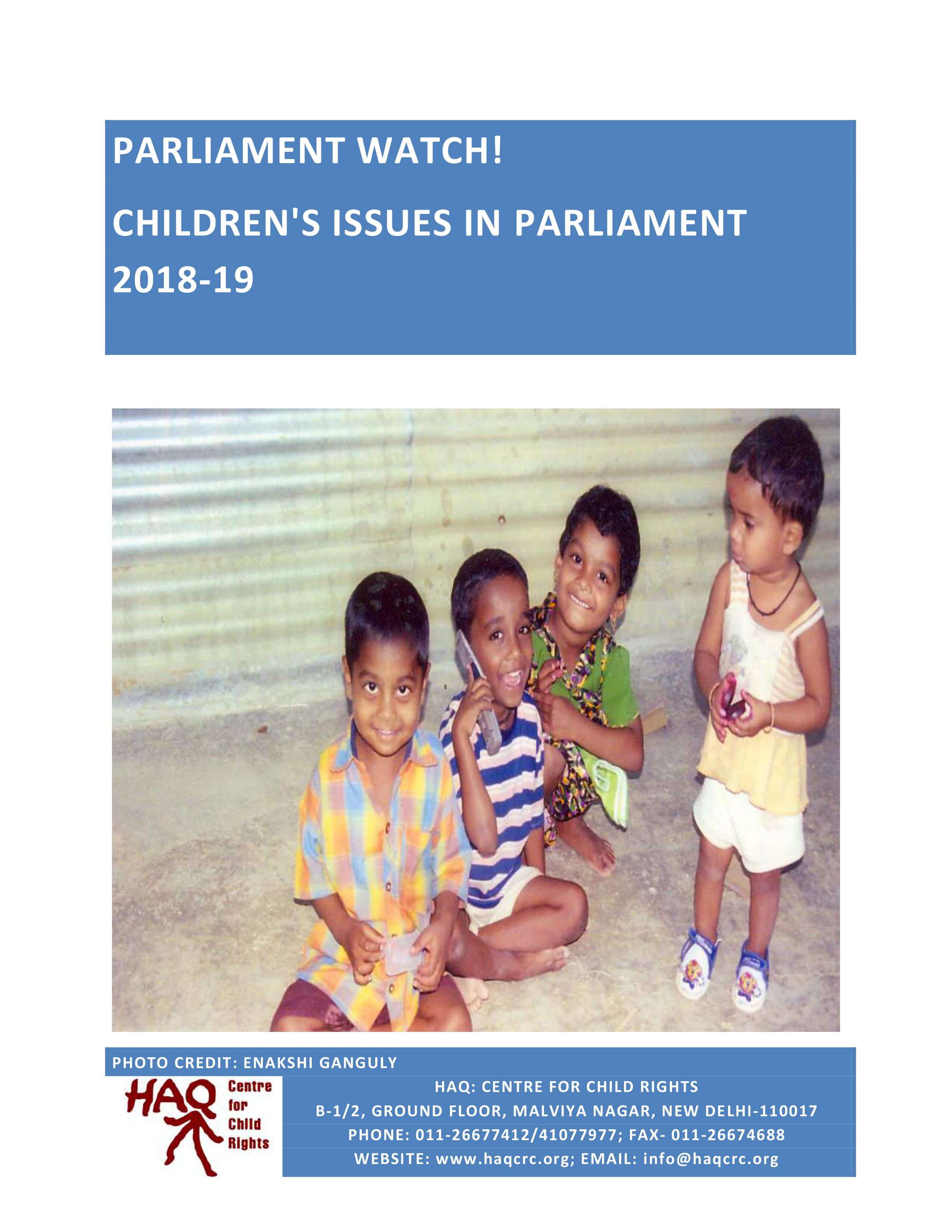 Parliament Watch! Children's Issues in Parliament 2018-19